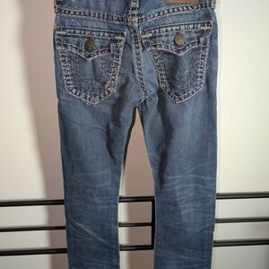 True Religion Leather Patch Blue Denim Jeans